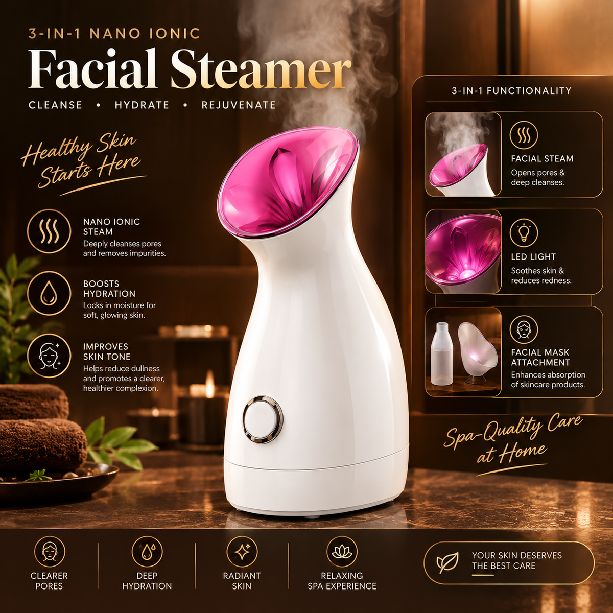 3-in-1 Nano Ionic Facial Steamer