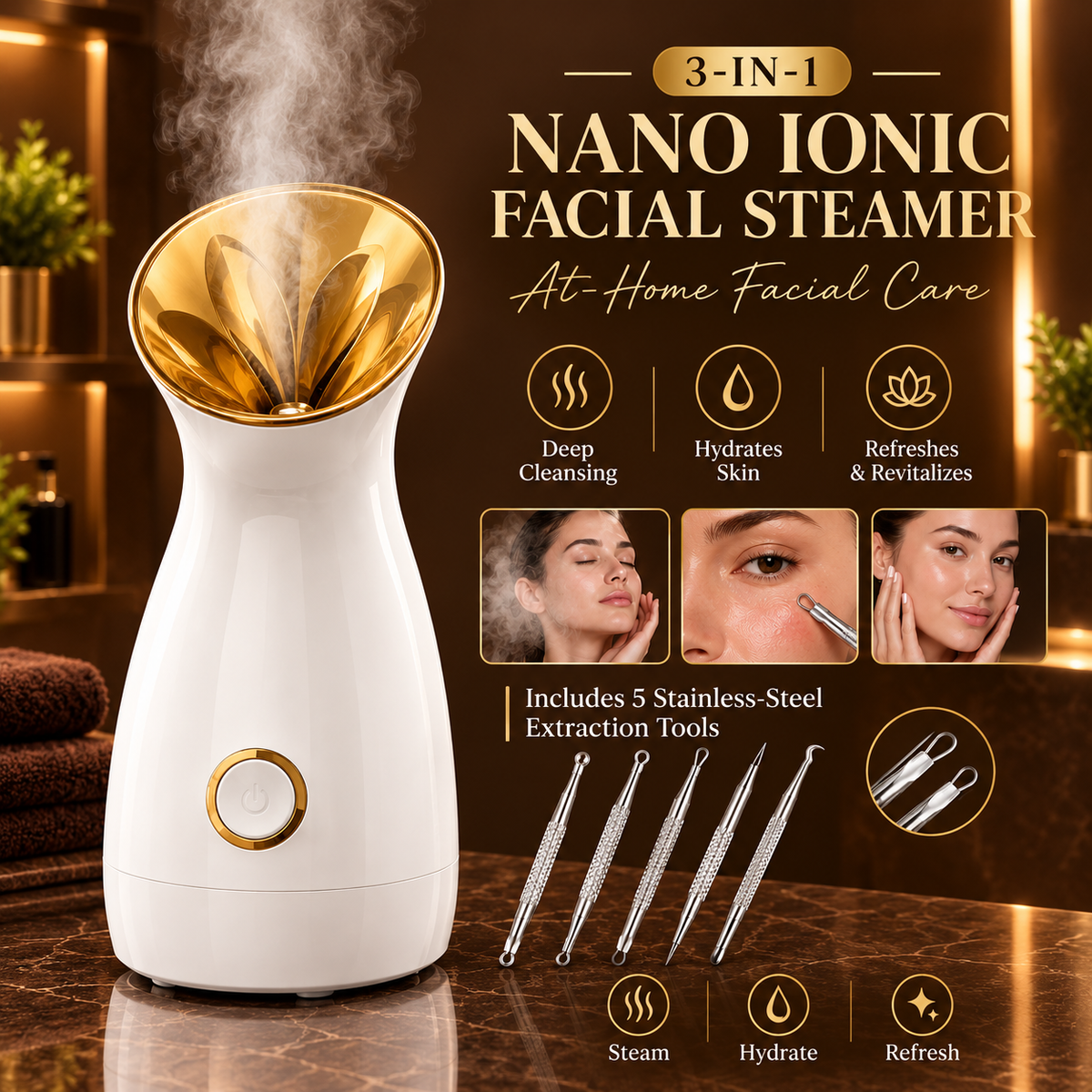 3-in-1 Nano Ionic Facial Steamer