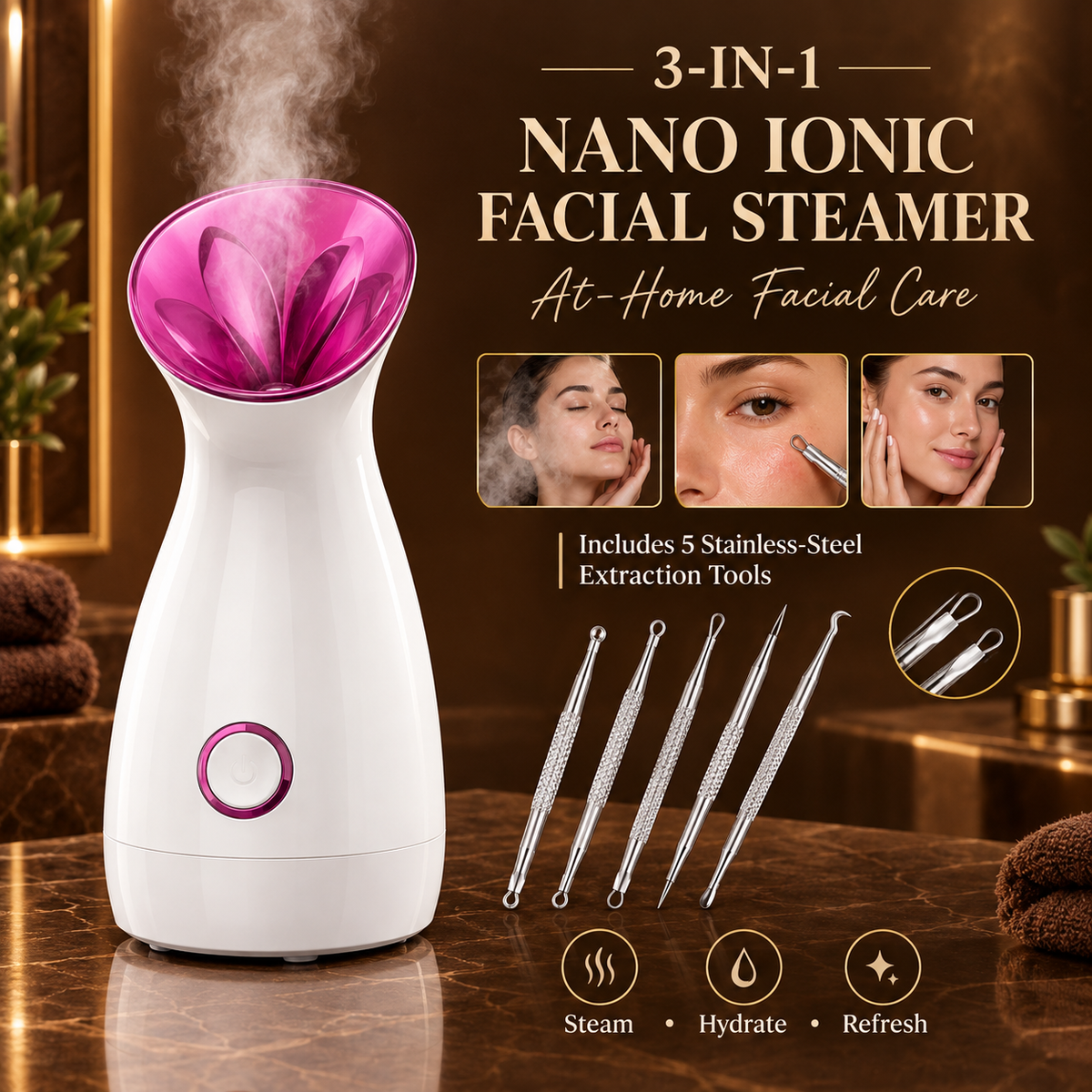 3-in-1 Nano Ionic Facial Steamer