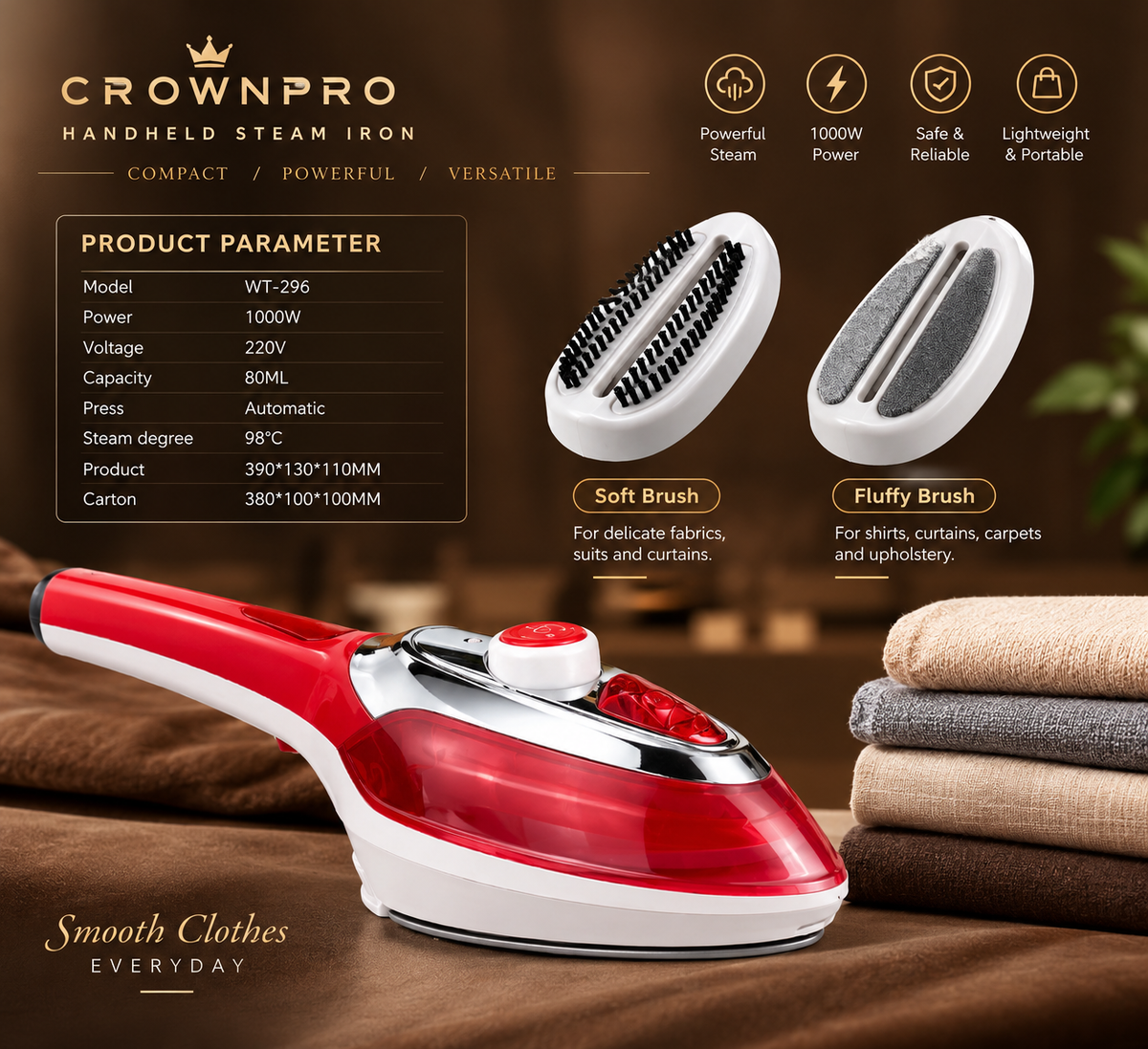CrownPro-Portable Fabric Steamer & Iron